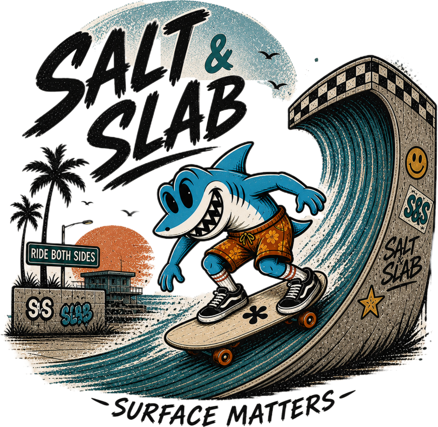 Shredder the Shark on a ramp